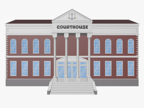 Cartoon Courthouse 3D Model