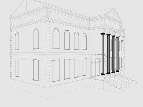 Cartoon Courthouse 3D Model