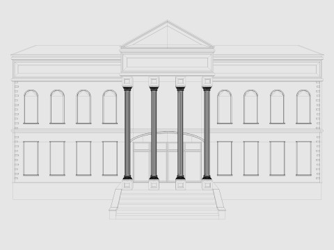 Cartoon Courthouse 3D Model