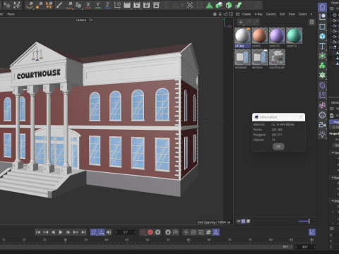 Cartoon Courthouse 3D Model
