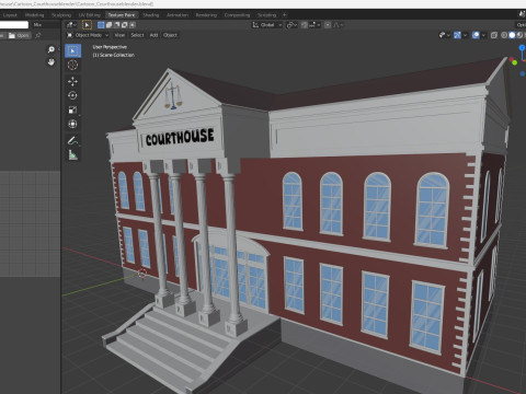 Cartoon Courthouse 3D Model