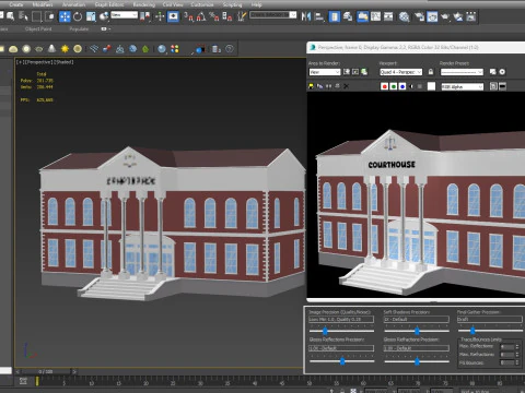 Palacio de justicia de dibujos animados Modelo 3D