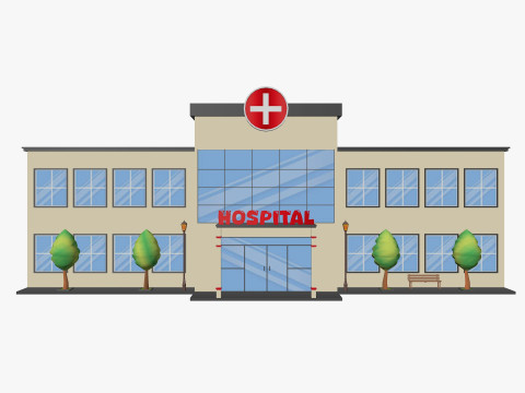 Cartoon Hospital Low-poly 3D Model