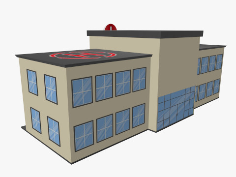 Cartoon Hospital Low-poly 3D Model