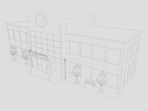 Cartoon Hospital Low-poly 3D Model