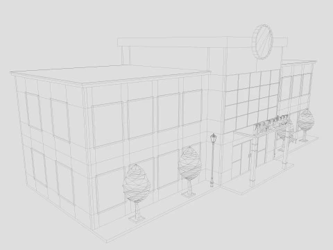 Cartoon Hospital Low-poly 3D Model