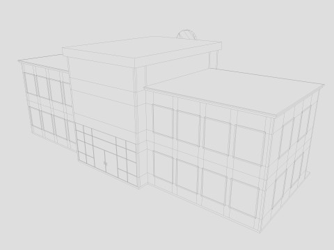 Cartoon Hospital Low-poly 3D Model