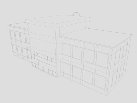 Cartoon Hospital Low-poly 3D Model