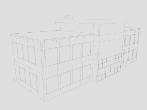 Cartoon Hospital Low-poly 3D Model