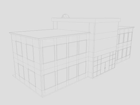 Cartoon Hospital Low-poly 3D Model
