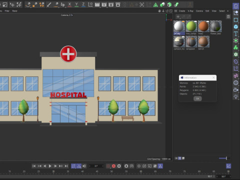 Cartoon Hospital Low-poly 3D Model
