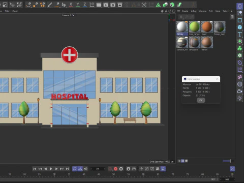 Cartoon Hospital Low-poly 3D Model