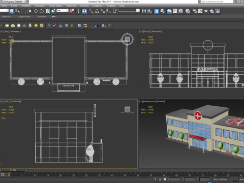 Cartoon Hospital Low-poly 3D Model
