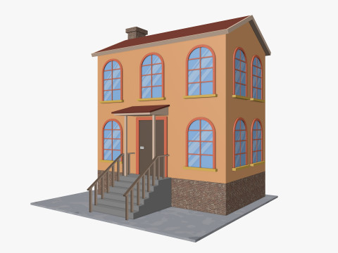 Cartoon House 1 Low-poly Modèle 3D