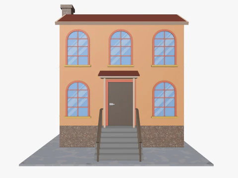 Cartoon House 1 Low-poly 3D Model