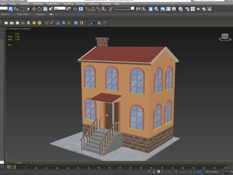 Cartoon House 1 Low-poly Model 3D