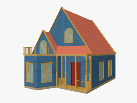 Cartoon House 2 Low-poly 3D-Modell