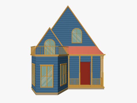 Cartoon House 2 Low-poly 3D Модель