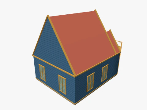 Cartoon House 2 Low-poly 3D Model