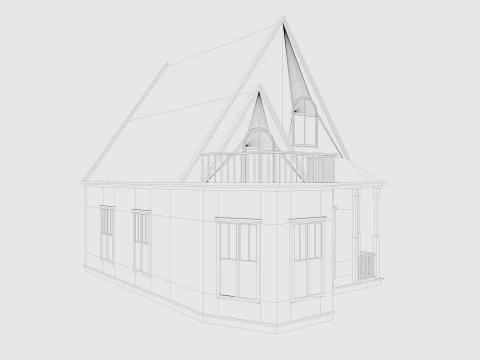 Cartoon House 2 Low-poly 3D Model