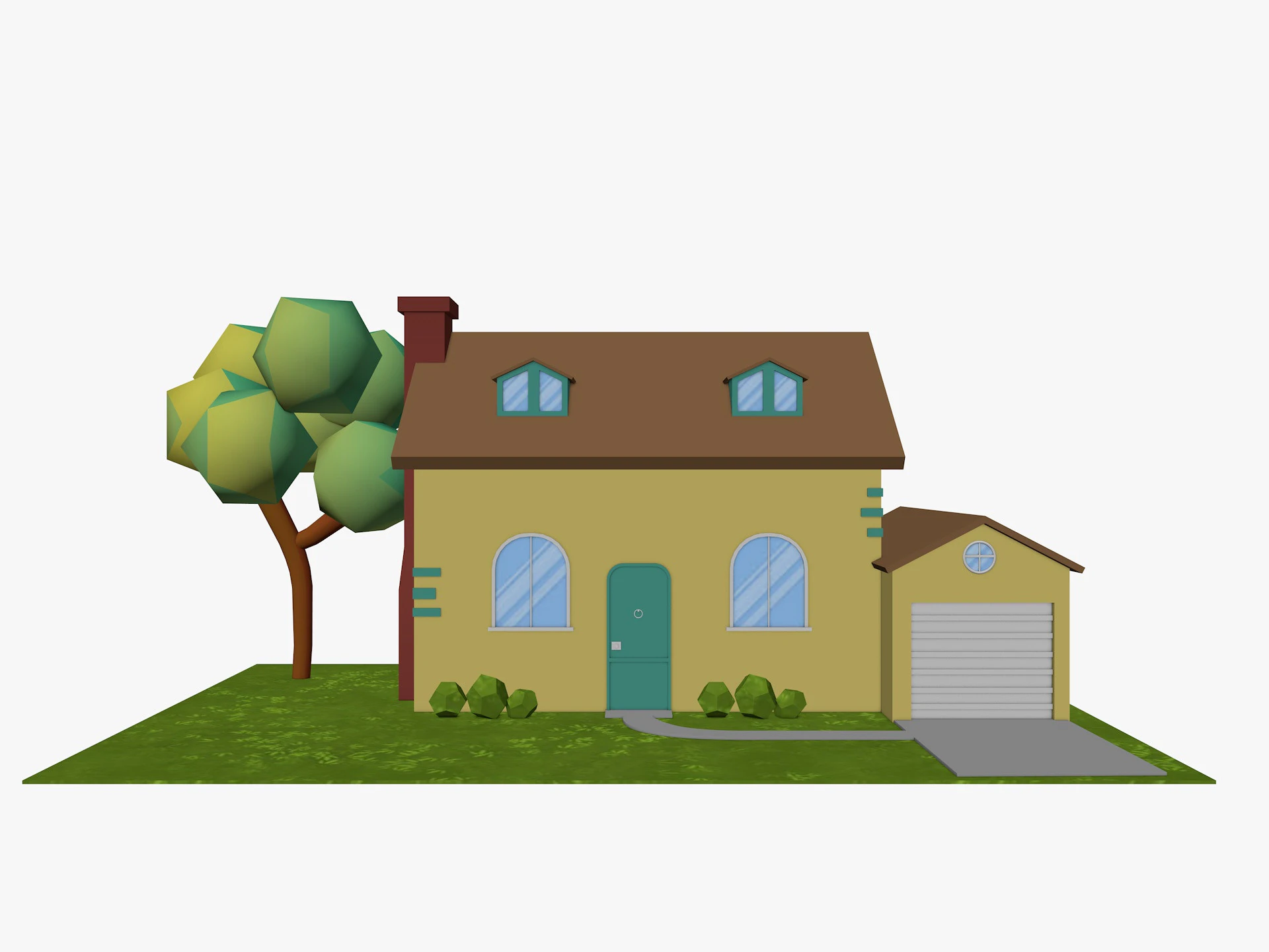 Cartoon House 3 Low-poly 3D Model .c4d .max .obj .3ds .fbx .stl .blend