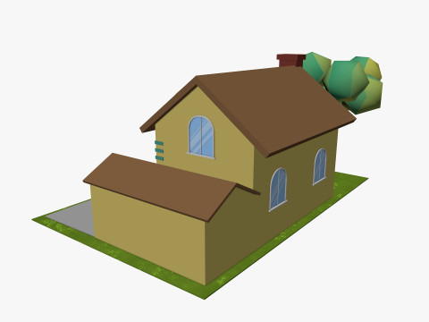 Cartoon House 3 Low-poly 3D Model