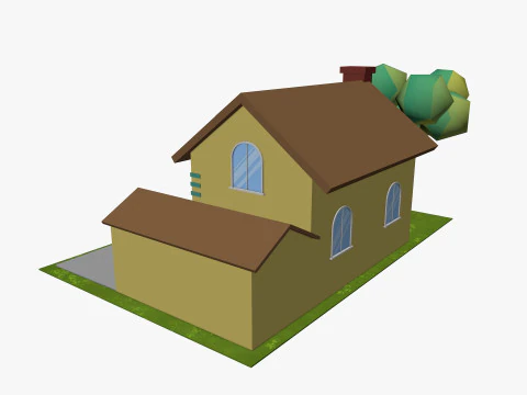Cartoon House 3 Low-poly 3D Model