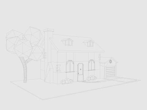 Cartoon House 3 Low-poly 3D Model