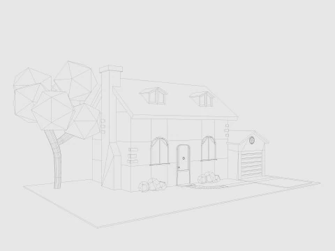 Cartoon House 3 Low-poly 3D Model