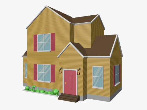 Cartoon House 4 Low-poly 3D-Modell