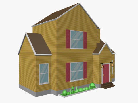 Cartoon House 4 Low-poly 3D Model