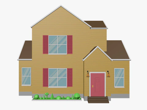 Cartoon House 4 Low-poly 3D Model