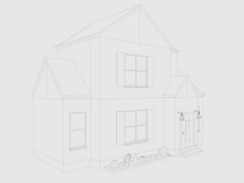 Cartoon House 4 Low-poly 3D Model