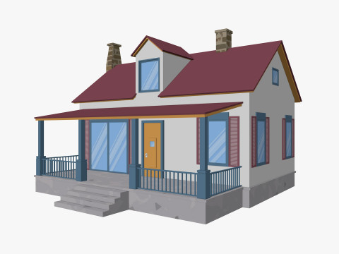 Cartoon House 5 Low-poly 3D-Modell