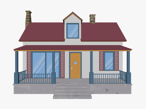 Cartoon House 5 Low-poly 3D Model