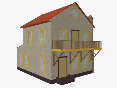 Cartoon House 6 low poly 3D Model