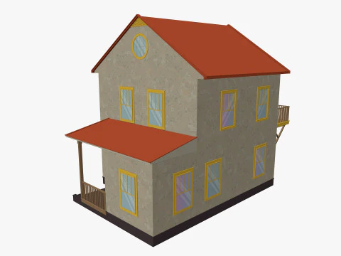 Cartoon House 6 low poly 3D Model