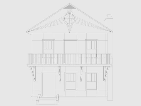 Cartoon House 6 low poly 3D Model