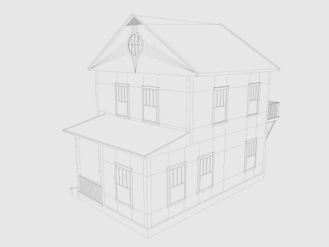 Cartoon House 6 low poly 3D Model
