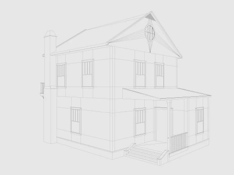 Cartoon House 6 low poly 3D Model