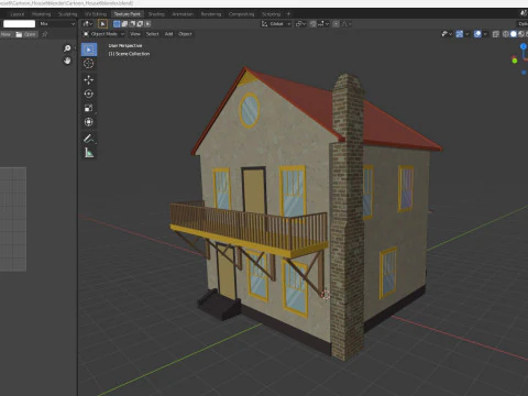 Cartoon House 6 low poly 3D Model