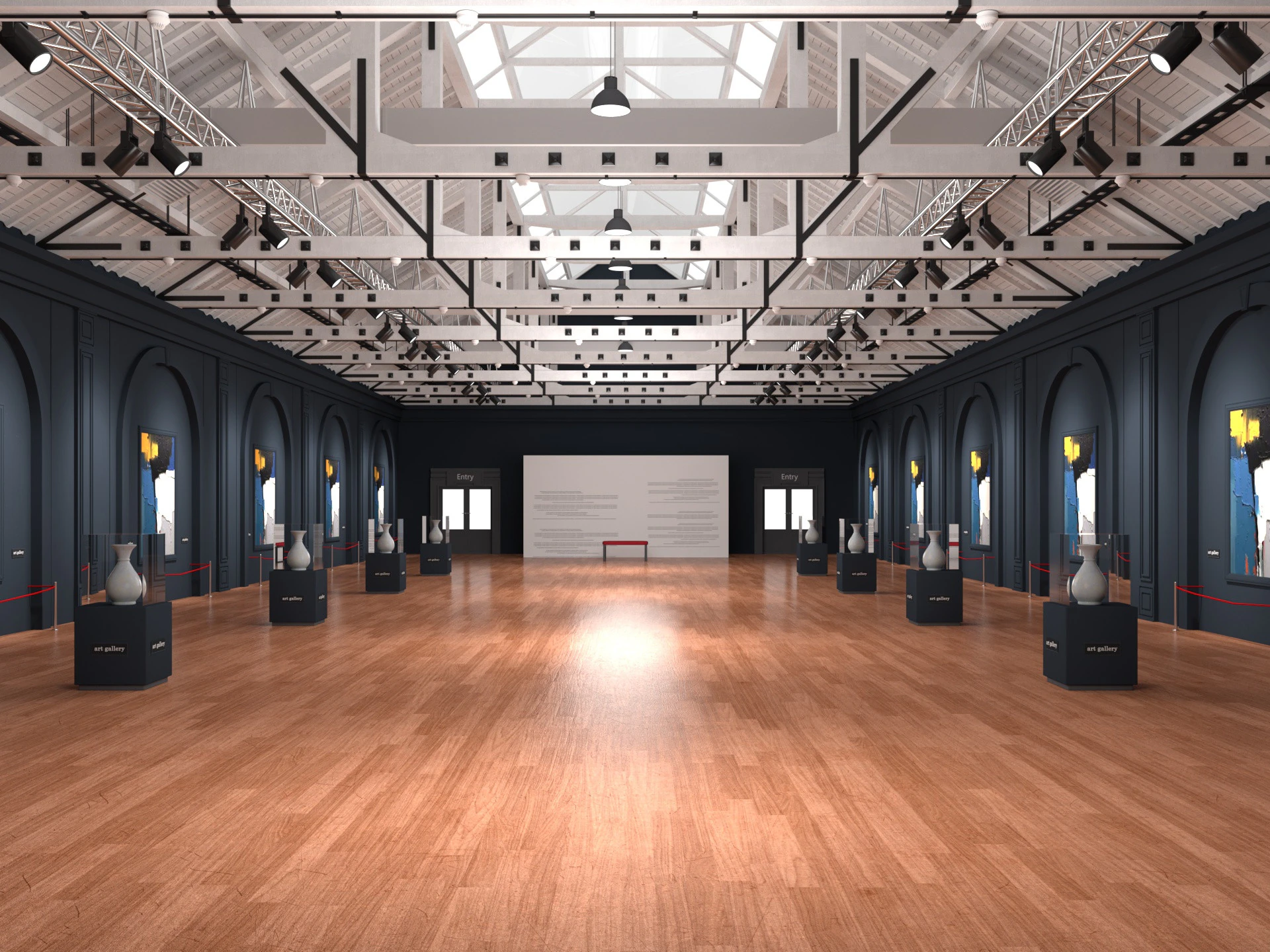 Art Gallery Exhibition Loft 3D Model .c4d .max .obj .3ds .fbx .stl .blend