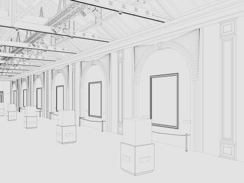 Art Gallery Exhibition Loft 3D Model