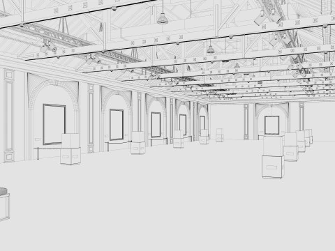 Art Gallery Exhibition Loft 3D Model