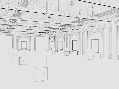 Art Gallery Exhibition Loft 3D Model