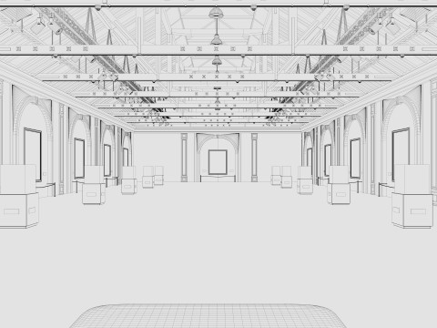 Art Gallery Exhibition Loft 3D-Modell