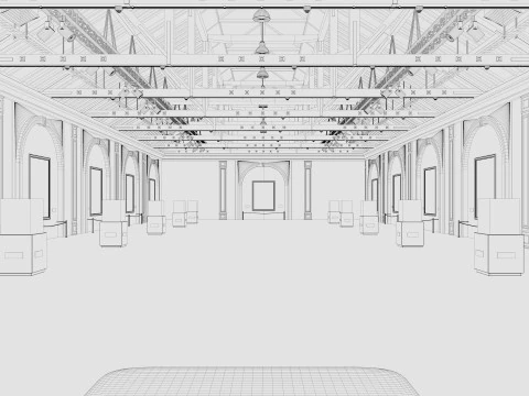 Art Gallery Exhibition Loft 3D Model