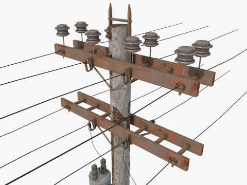 Abandoned Electric Pole Model 3D
