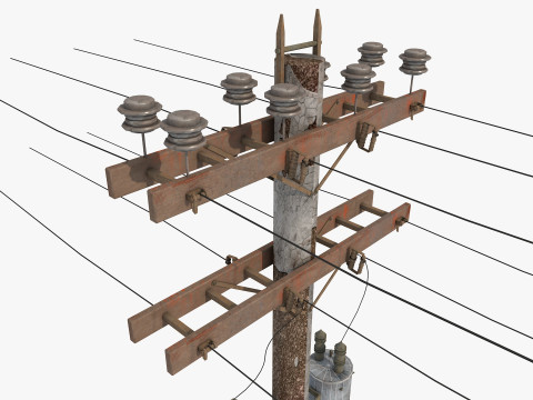 Abandoned Electric Pole Model 3D