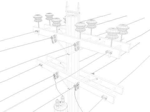 Abandoned Electric Pole Model 3D